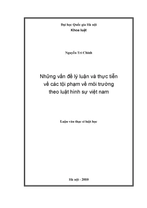 Tội Phạm Môi Trường Theo Luật Hình Sự Việt Nam: Lý Luận