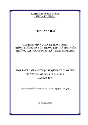 Biện Pháp Quản Lý Hoạt Động Phòng Chống Ma Túy Trong