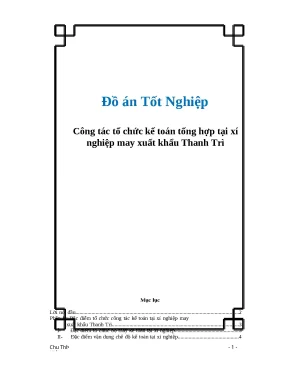 Công Tác Tổ Chức Kế Toán Tổng Hợp Tại Xí Nghiệp May Xuất