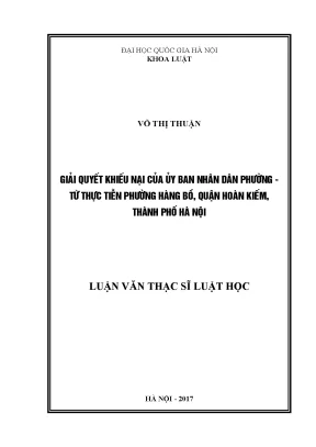 Giải Quyết Khiếu Nại Tại UBND Phường Hàng Bồ, Quận Hoàn Kiếm