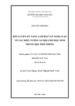 Rèn Luyện Kỹ Năng Viết Văn Nghị Luận Xã Hội Cho Học Sinh 