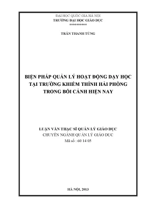 Quản lý hoạt động dạy học tại trường khiếm thính Hải