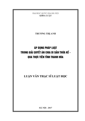 Áp Dụng Pháp Luật Trong Giải Quyết Án Chia Di Sản Thừa