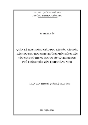 Quản lý giáo dục bản sắc văn hóa dân tộc cho học sinh