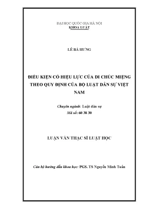 Điều Kiện Hiệu Lực Của Di Chúc Miệng Theo Bộ Luật Dân Sự