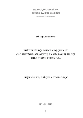 Phát triển đội ngũ cán bộ quản lý mầm non tại Sơn Tây,