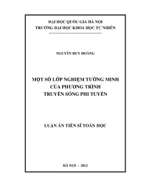 Nghiên cứu lớp nghiệm tường minh của phương trình truyền 