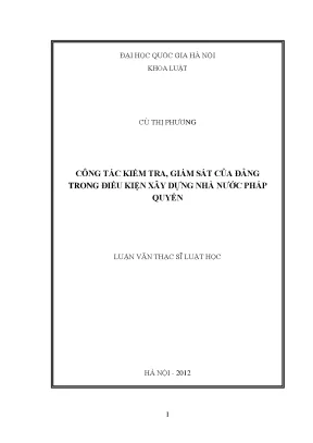 Công Tác Kiểm Tra, Giám Sát Của Đảng Trong Xây Dựng Nhà