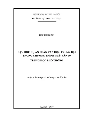 Dạy Học Dự Án Văn Học Trung Đại Trong Chương Trình Ngữ