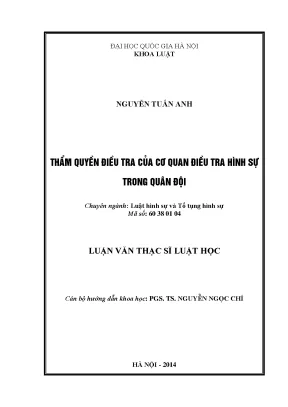 Thẩm quyền điều tra hình sự trong quân đội: Luận văn