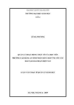 Quản Lý Hoạt Động Thực Tế Của Học Viên Trường Cao Đẳng