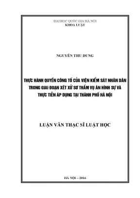 Thực Hành Quyền Công Tố Của Viện Kiểm Sát Nhân Dân Tại