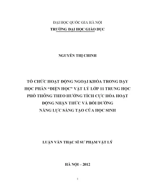 Tổ Chức Hoạt Động Ngoại Khóa Trong Dạy Học Điện Học Vật