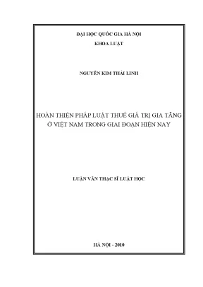 Hoàn thiện pháp luật thuế giá trị gia tăng ở Việt Nam: