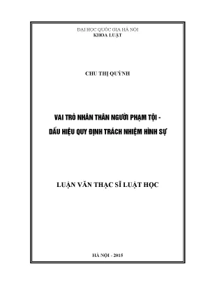 Vai trò của nhân thân trong quy định trách nhiệm hình sự