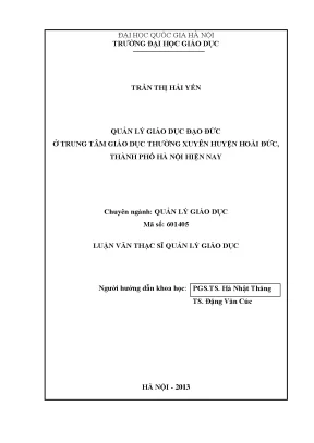 Quản Lý Giáo Dục Đạo Đức Tại Trung Tâm GDTX Huyện Hoài Đức