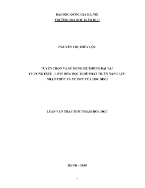 Phát triển tư duy học sinh qua bài tập hóa học chương