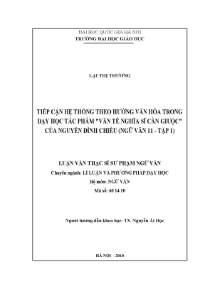 Tiếp cận văn hóa trong dạy học tác phẩm "Văn tế nghĩa sĩ 