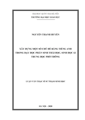 Xây Dựng Chủ Đề Sinh Thái Học Bằng Tiếng Anh Trong Dạy