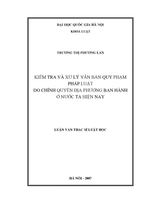 Kiểm Tra và Xử Lý Văn Bản Quy Phạm Pháp Luật Tại Địa Phương