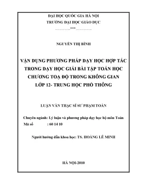 Vận Dụng Phương Pháp Dạy Học Hợp Tác Trong Giải Bài Tập