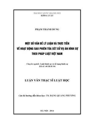Nghiên cứu hoạt động sau phiên tòa xét xử hình sự tại