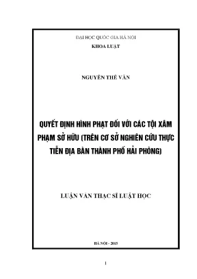 Nghiên cứu quyết định hình phạt đối với tội xâm phạm sở