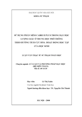 Ứng dụng phần mềm Cabri II Plus trong dạy học lượng giác