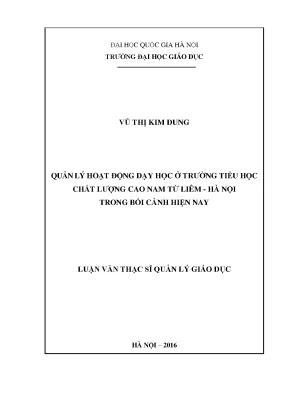 Quản Lý Hoạt Động Dạy Học Tại Trường Tiểu Học Chất Lượng