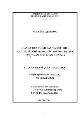 Quản lý quá trình dạy và học theo tín chỉ tại các trường