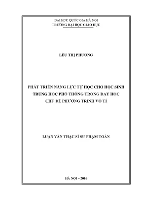Phát Triển Năng Lực Tự Học Cho Học Sinh Trung Học Qua