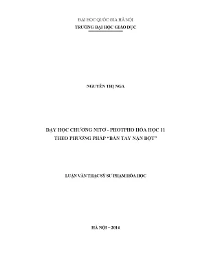 Phương Pháp Bàn Tay Nặn Bột Trong Dạy Học Chương Nitơ -