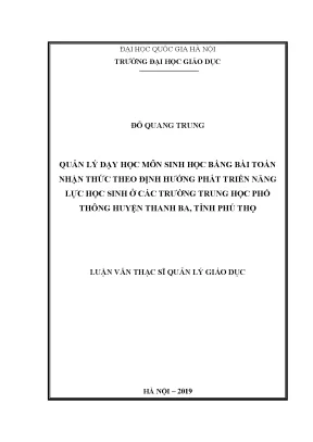 Quản lý dạy học sinh học theo bài toán nhận thức tại