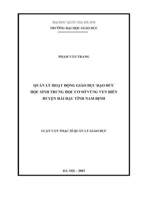 Quản Lý Giáo Dục Đạo Đức Học Sinh Trung Học Cơ Sở Tại
