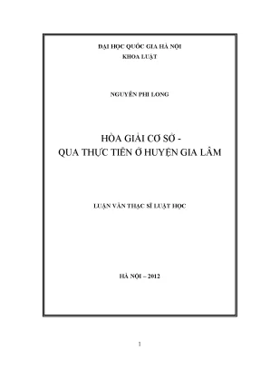 Hòa Giải Cơ Sở Tại Huyện Gia Lâm: Thực Tiễn và Giải Pháp