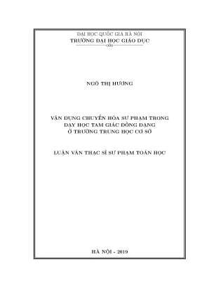 Vận Dụng Chuyển Hóa Sư Phạm Trong Dạy Học Tam Giác Đồng