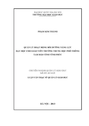 Quản lý bồi dưỡng năng lực dạy học cho giáo viên THPT