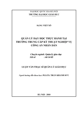 Quản Lý Dạy Học Thực Hành Tại Trường Trung Cấp Kỹ Thuật