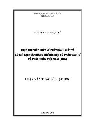 Thực Thi Pháp Luật Về Phát Hành Giấy Tờ Có Giá Tại BIDV