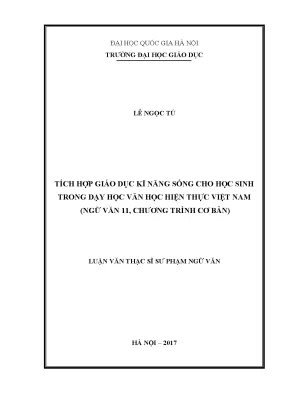 Tích Hợp Giáo Dục Kỹ Năng Sống Trong Dạy Học Văn Học