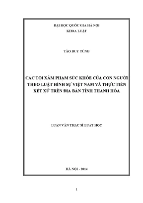Các Tội Xâm Phạm Sức Khỏe Con Người Theo Luật Hình Sự