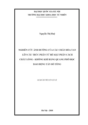 Nghiên cứu ảnh hưởng của chất hòa tan lên cấu trúc bề