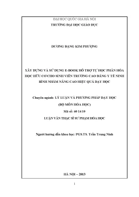 E-book Hỗ Trợ Tự Học Hóa Học Hữu Cơ Cho Sinh Viên Cao