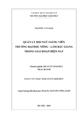 Quản Lý Đội Ngũ Giảng Viên Tại Trường Đại Học Nông Lâm