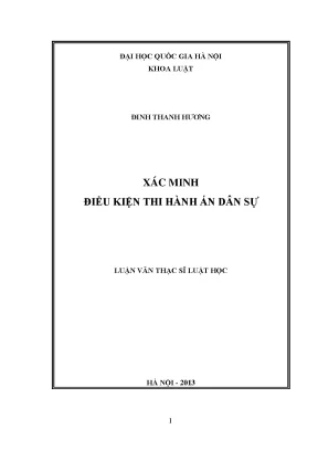Xác Minh Điều Kiện Thi Hành Án Dân Sự: Luận Văn Thạc Sĩ VNU