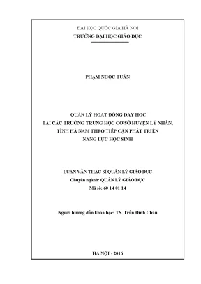 Quản lý dạy học tại trường THCS huyện Lý Nhân, Hà Nam: