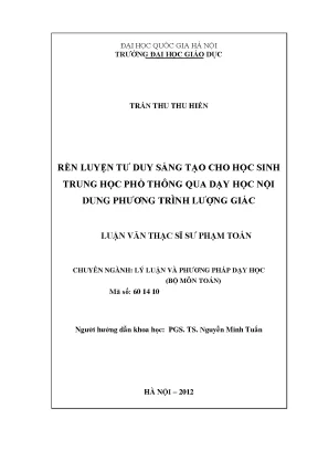 Rèn Luyện Tư Duy Sáng Tạo Cho Học Sinh Trung Học Qua