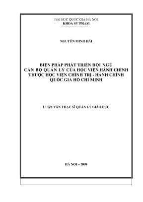 Phát Triển Đội Ngũ Cán Bộ Quản Lý Tại Học Viện Hành