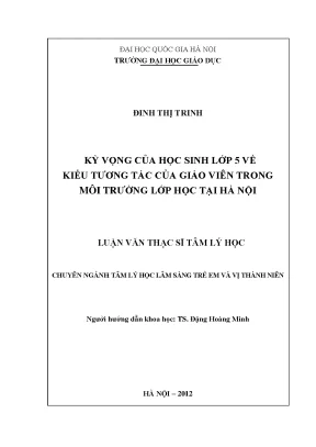 Kỳ Vọng Của Học Sinh Lớp 5 Về Tương Tác Của Giáo Viên
