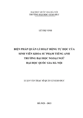 Biện Pháp Quản Lý Tự Học Sinh Viên Khoa Sư Phạm Tiếng Anh